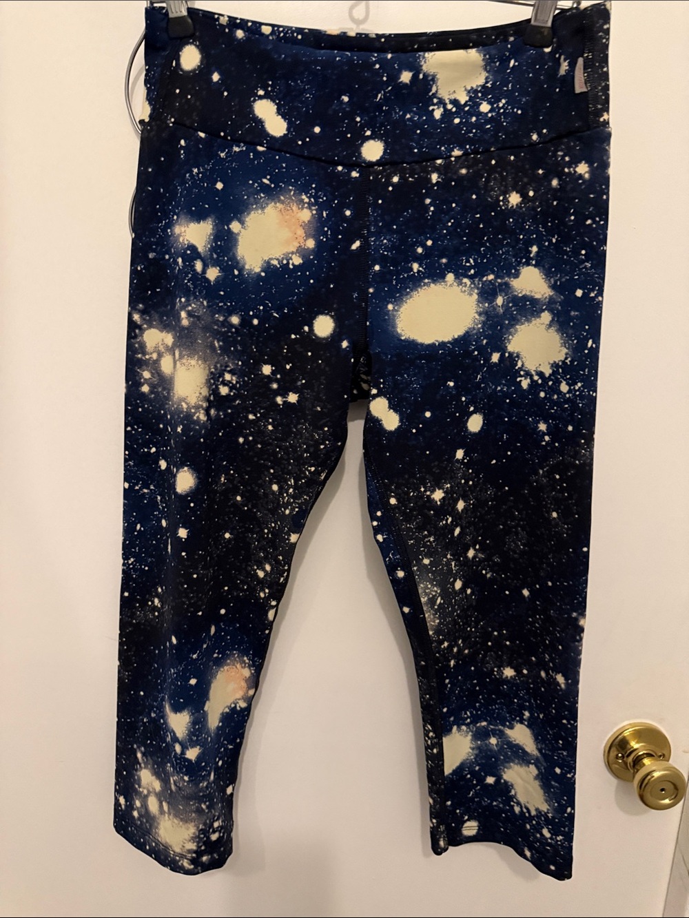 Galaxy Print Capri Leggings - Navy Blue